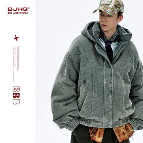 BJHG不计后果灯芯绒羽绒服男款冬季新款潮连帽复古短款防寒服外套