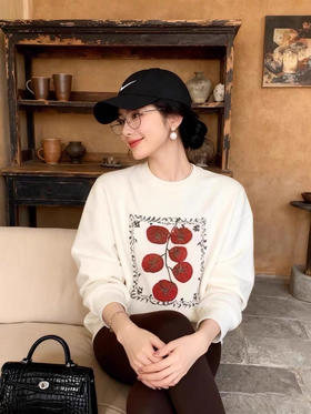 好事连连刺绣棉卫衣