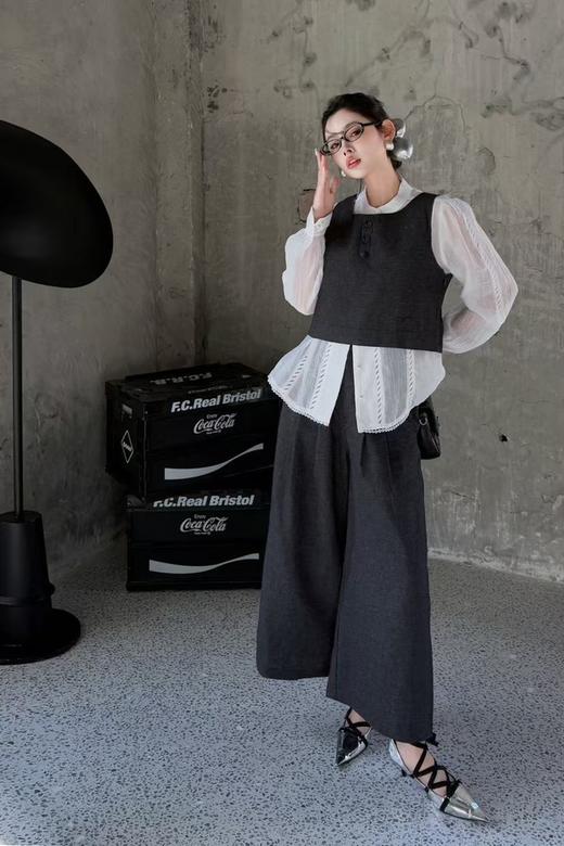 LNNNS 韩系气质高级叠穿马甲裤子套装 22089 商品图1