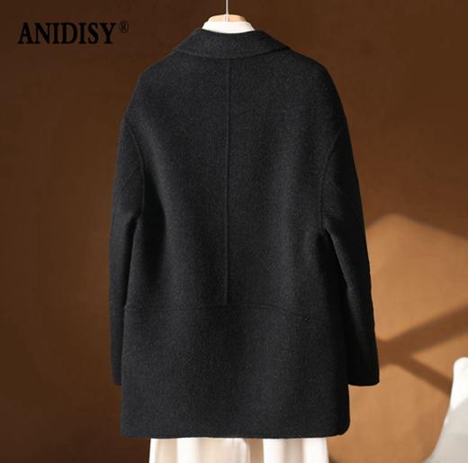 双面羊绒羊毛西装领长袖双排扣外套 商品图3