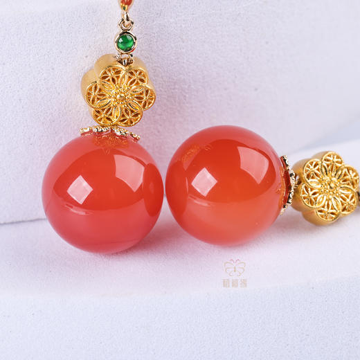 【金缕映霞】玛瑙足金耳坠   CB12510063 商品图1