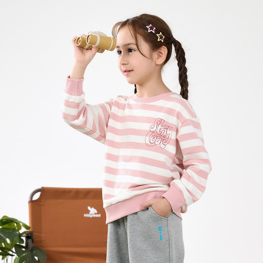 棉花堂春款潮趣印花休闲条纹圆领童装卫衣-FD61042 商品图5