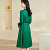 剩S/M/XL/L 米思阳2026春季新款复古优雅提花方领大摆裙子质感长袖连衣裙0015 商品缩略图3