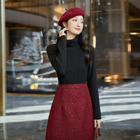 奢姿大码女装2025冬季胖妹妹时尚高领针织打底衫气质简约显瘦内搭9854691181