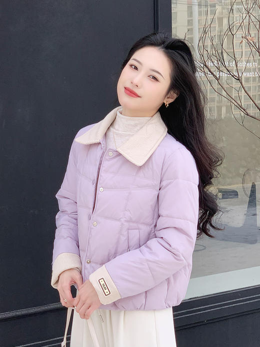 【百图lulu定制】【奥利奥棉服】格纹  灯芯绒衣领 袖口 拼色 棉服 商品图9