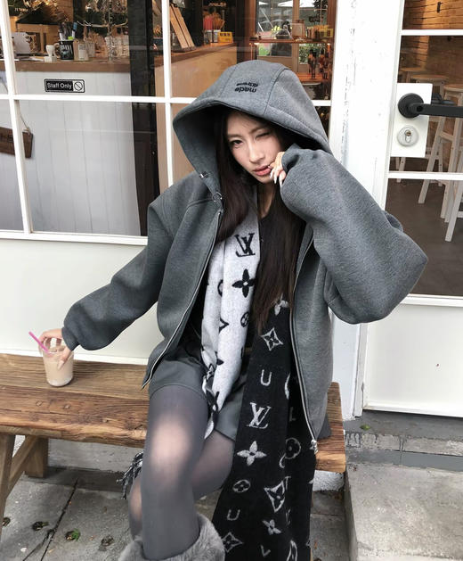 YP77-LV花卉字母山羊绒围巾流苏饰边（DSX） 商品图4