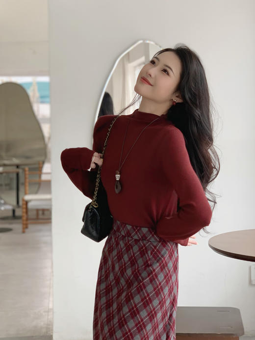 【百图lulu定制】【红曜石T恤】【赠来财吊坠】高弹 舒适 小立领 长袖T恤 商品图4