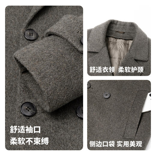 【含羊毛】圣得西2025年冬季大衣商务绅士光泽顺垂双排扣男士外套 商品图4