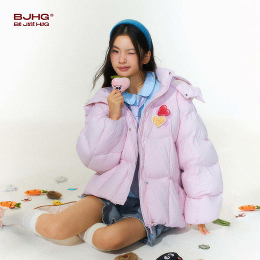 BJHG不计后果贴贴短款羽绒服女冬季90绒双层防风连帽泡芙羽绒外套 商品图1