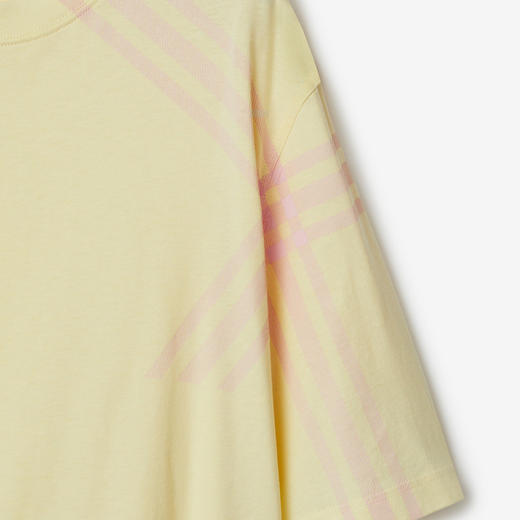 BURBERRY 巴宝莉 男士罗纹针织领口格纹衣袖棉质短袖T恤 黄色 8082053 B8639 商品图2