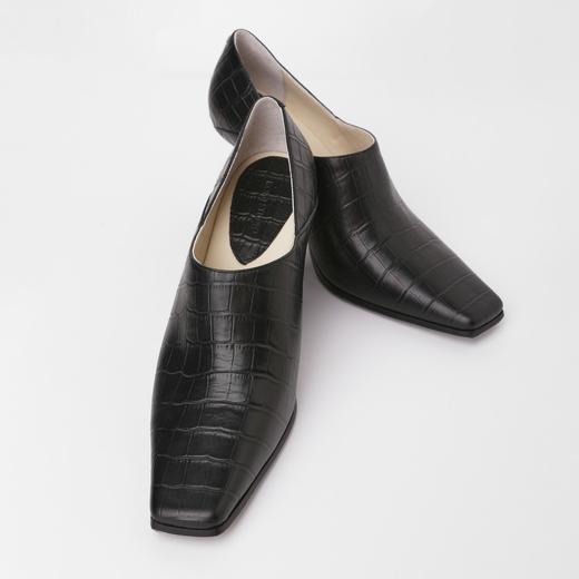 ROMI STUDIO牛皮压鳄鱼纹时尚黑色哑光粗跟高跟鞋RWCLP37447 商品图3