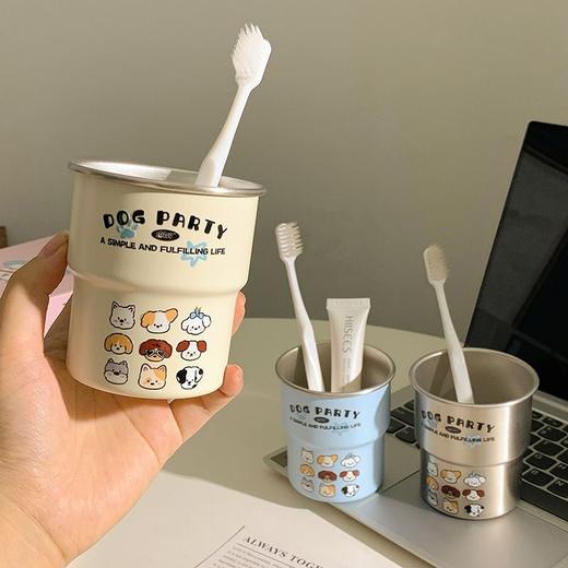 轻奢小狗家族304洗漱高颜值情侣可爱304牙刷不锈钢漱口杯3.273 商品图2