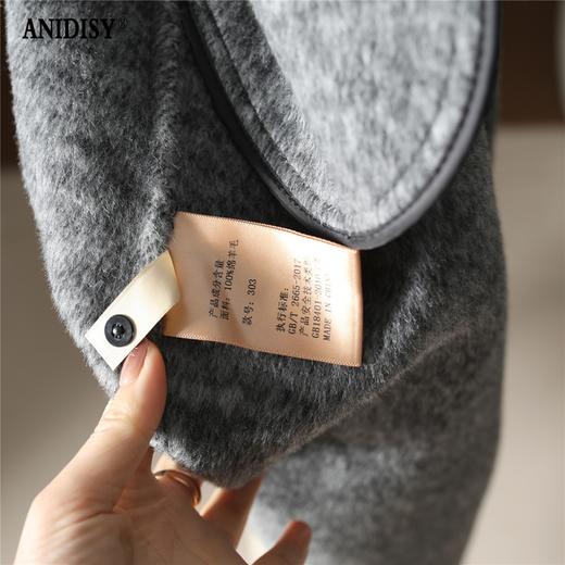 双面100%绵羊毛反领长袖双排扣大衣 商品图4