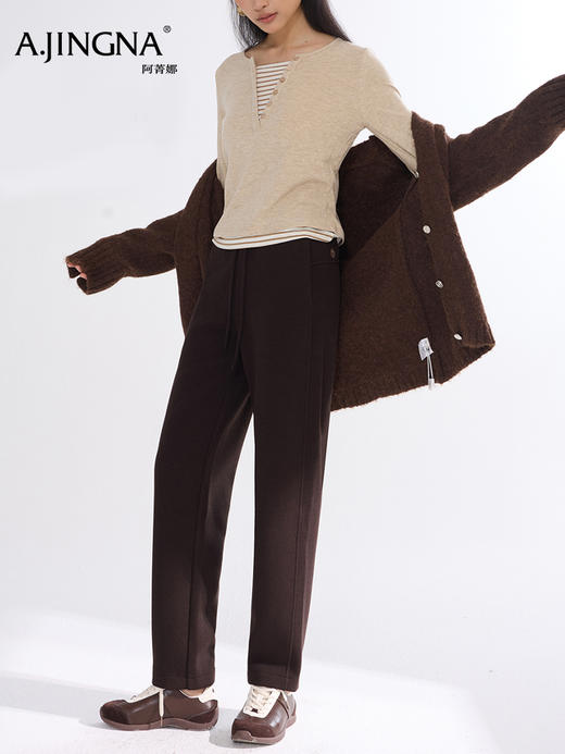 【醋酸羊毛】阿菁娜冬季新款醋酸羊毛老爹裤羊毛混纺面料垂坠抗皱轻盈透气F30D210102 商品图2