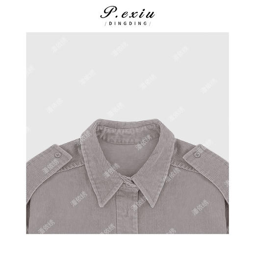 100%棉复古灯芯绒气质显瘦百搭长袖衬衫M9146 商品图2