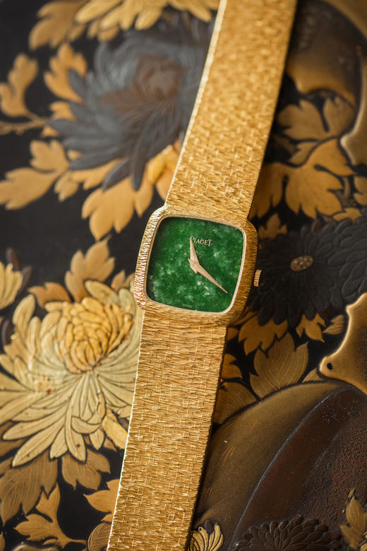 独角鹿西洋古董1970年代瑞士顶级钟表品牌伯爵Piaget出品18K黄金表带镶嵌翡翠表盘女士腕表 商品图3