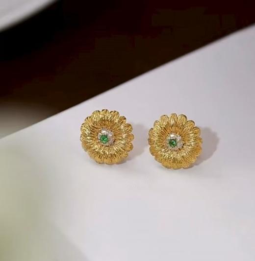 【官价7-8折】原价12000 佛罗伦萨高级定制工坊  天然钻石  天然祖母绿 18k金 耳钉 耳饰 商品图1