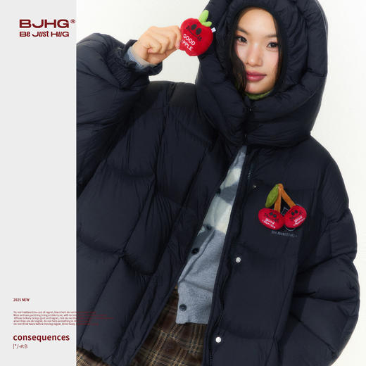 BJHG不计后果贴贴短款羽绒服女冬季90绒双层防风连帽泡芙羽绒外套 商品图2