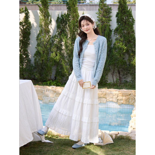 鹿向南「云絮软风」高级米白色半身裙女春季新款宽松显瘦长款裙子 商品图1