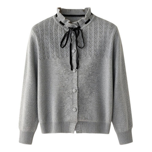 「自」全新升级【铂金会员183/天猫249/差价66】(35202)洛诗琳时尚设计感抽绳木耳边毛衣2026春季新款法式针织上衣女 商品图4