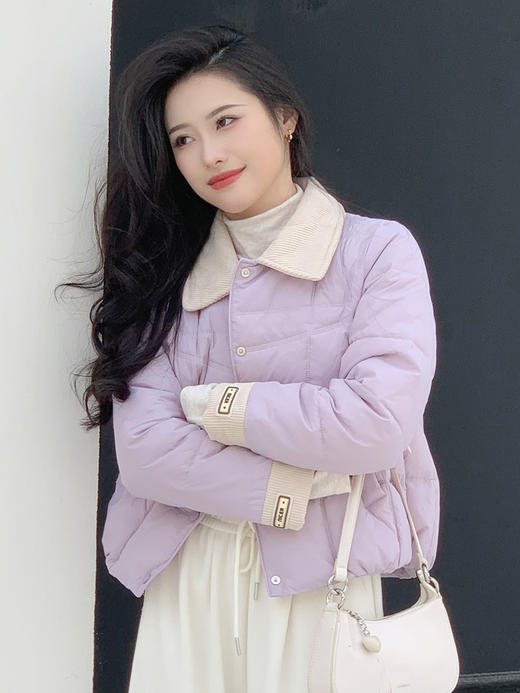 【百图lulu定制】【奥利奥棉服】格纹  灯芯绒衣领 袖口 拼色 棉服 商品图8