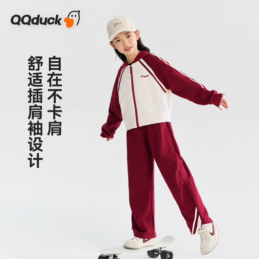 【清仓捡漏】【两件套】【130-165】【可可鸭】女童春秋连帽外套裤子套装 商品图3