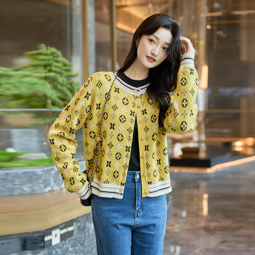 奢姿大码女装2025冬季减龄趣味图案设计圆领针织衫胖妹妹时尚上衣9354310001 商品图2