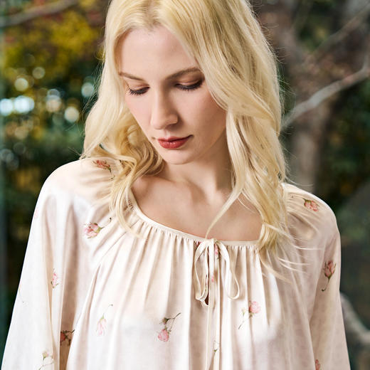 Solo seta22姆米真丝印花睡裙桑蚕丝可外穿家居服情人节送礼礼物 商品图1