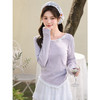 鹿向南「紫蕊春晞」灰紫色假两件长袖T恤女春小众设计感百搭上衣 商品缩略图0