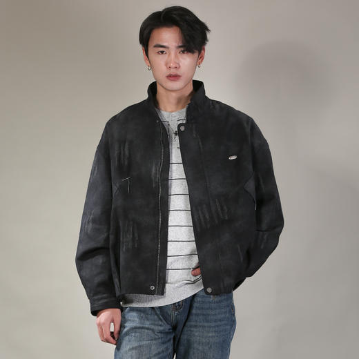 DRONKOO 2026 立领满幅笔触印花斜纹布中厚夹克 商品图3