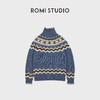 ROMI STUDIO复古费尔岛灰蓝羊毛衣松弛羊毛针织毛衫RWCWSG7320 商品缩略图3