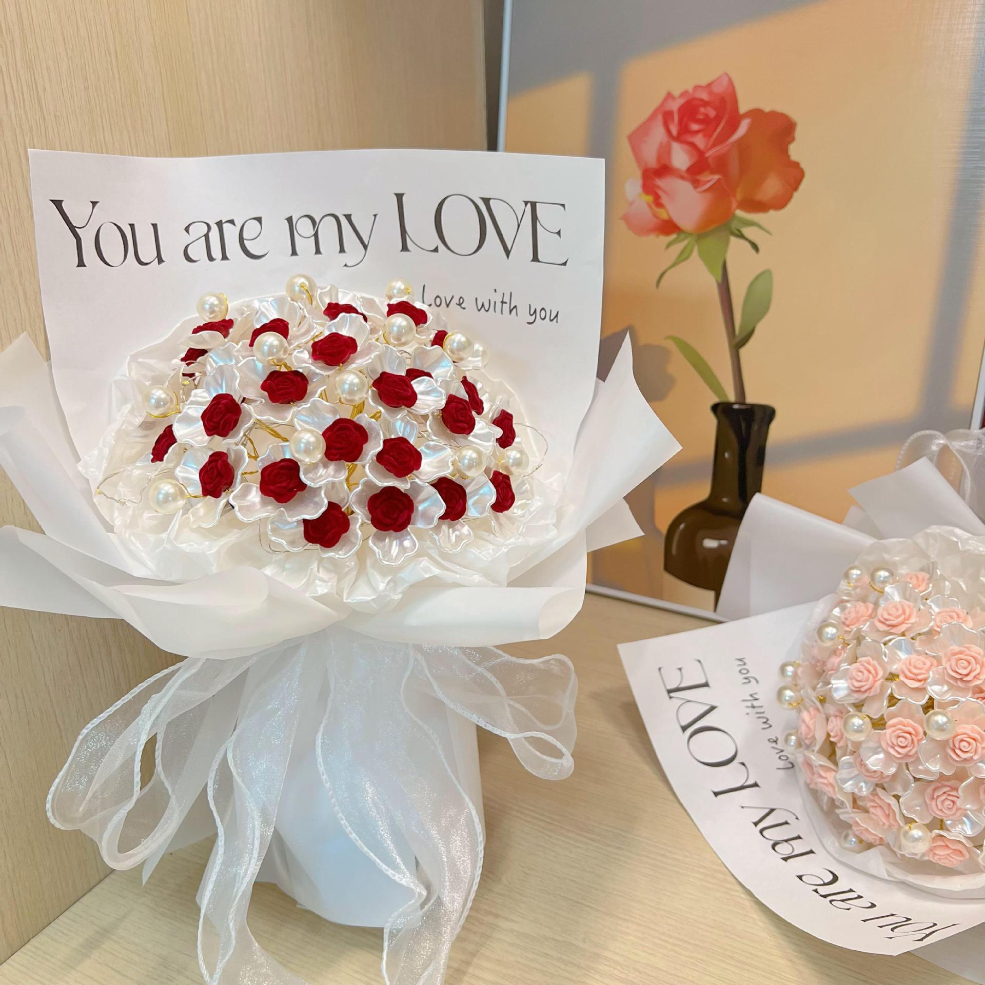 【全套材料配齐❗️亲手造浪漫】不凋谢玫瑰花束手工diy材料包自制仿真手捧花送女友七夕节日礼物。jc