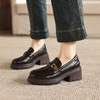 阿么手工女鞋百搭休闲一脚蹬真皮乐福鞋新款复古厚底小皮鞋6.5CM 商品缩略图2