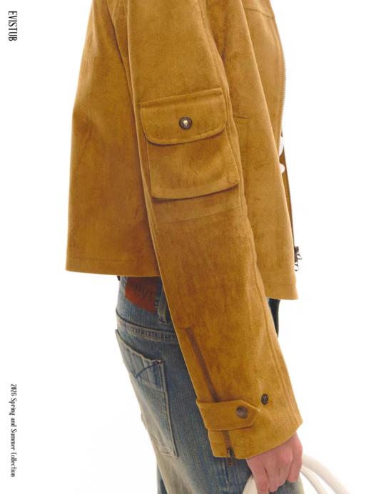 Evistub girls/E-6CWT1915/复古麂皮美式正肩短夹克 商品图2