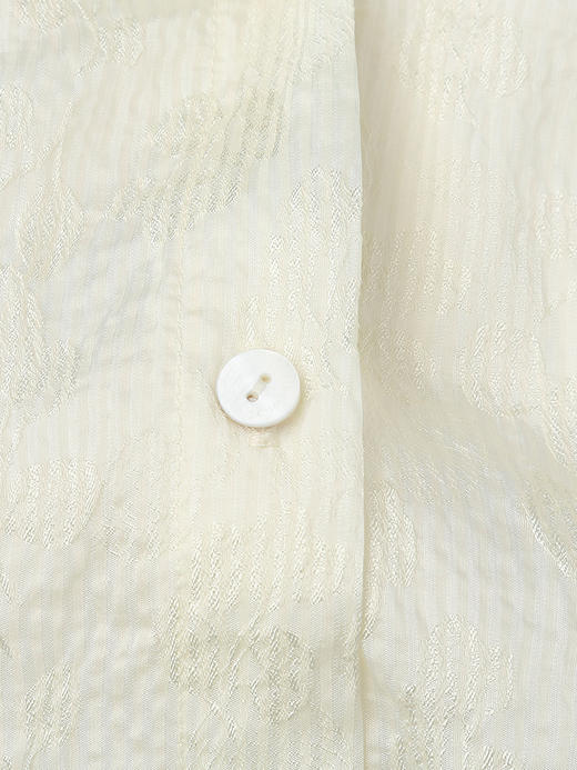 法式奶杏木耳边飘带衬衫 春夏季新款肌理感宽松甜美长袖衬衣 商品图3