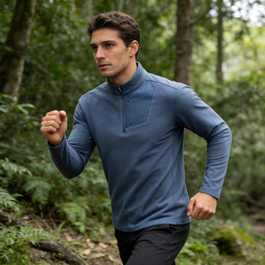 纳趣新品情侣款半拉链抓绒衣防静电细腻双面绒户外运动上衣 商品图2