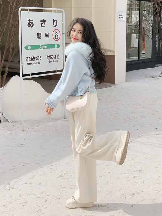 【百图lulu定制】【大毛领暖绒开衫】大毛领 可拆卸 双头拉链 毛衣开衫 外套 商品图3