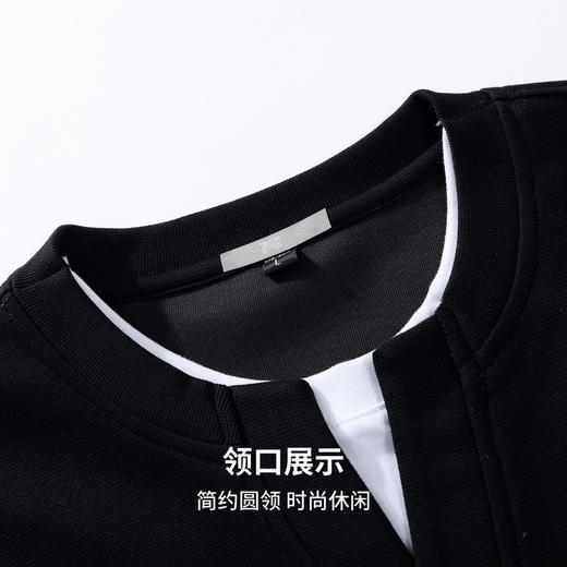【舒适透气】圣得西2026年春季国潮落肩男款假两件卫衣套头针织衫 商品图5
