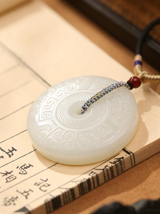 和田玉回纹平安扣吊坠 国风复古玉佩  男女同款招财纳福 时来运转挂件 商品图2