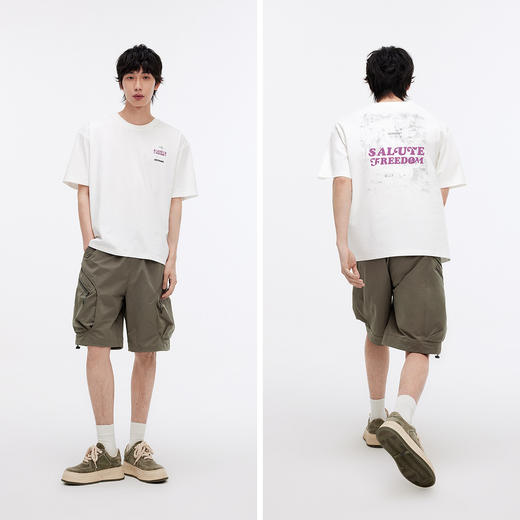 森马短袖T恤男夏季街头创意小熊针织衫字母撞色绣花流行宽松上衣 商品图4