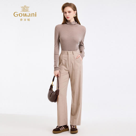 乔万尼高质感雅致羊毛混纺显瘦直筒裤ED4F717008 商品图3