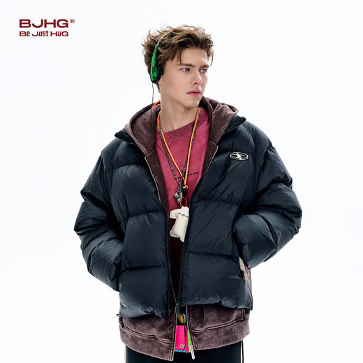 BJHG不计后果短款羽绒服男款冬季加厚2025新款90绒立领贴贴外套女 商品图0