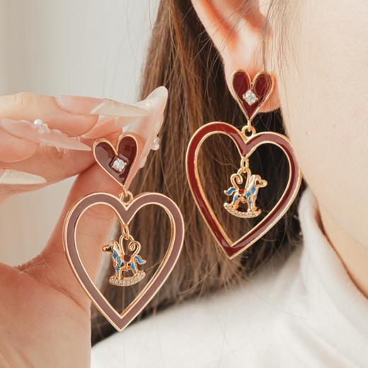 LAZYSURI星运福马珐琅系列|戒指/耳环/项链，红蓝撞色小马，点睛穿搭 商品图6