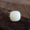 【天然正品】AU750黄金镶天然细腻新疆籽料一级白油润度佳蛋面和田玉戒指14.8*14.6MM（皆取最大值）16号（戒圈可改）060126NJ36 商品缩略图6