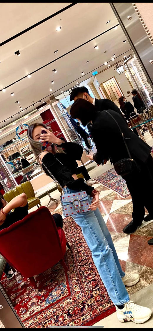 GUCCI 酒神 小号 粉色拼爱心 斜挎包 商品图3