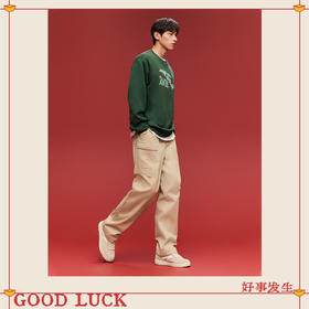 安踏好事发生丨马年新年款加厚休闲长裤男工装直筒裤子152618506