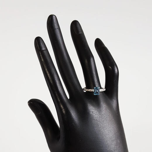 【天然正品】AU750收藏级白金镶钻镶天然超级圣玛利亚色0.950克拉海蓝宝石戒指7.09*5.04MM（皆取最大值）19.5号（戒圈可改）190126NJS21 商品图7