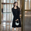 奢姿2025冬季大码毛衣连衣裙女假两件蝴蝶结珍珠扣针织裙气质款9154870531 商品缩略图1