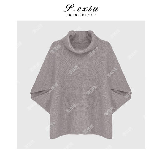 PanYiXiu/潘依绣浣熊绒羊毛人丝法式优雅气质高领无袖针织斗篷上衣D430 商品图1