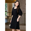 【51直降秒杀】哑光醋酸小黑裙 弹力垂坠 显瘦优雅 米思阳2025夏季新款时髦通勤半袖显瘦裙子2037 商品缩略图2